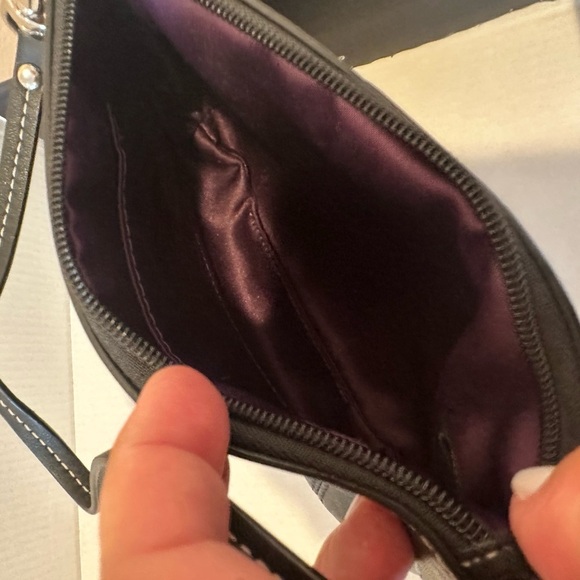 Coach Black Leather Wristlet with Pleated Detail - Picture 5 of 9